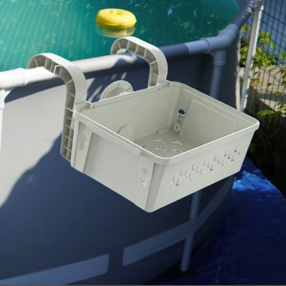 Above Ground Pool Storage Basket with Cup Holders Peaceful Pleasures Health and Wellness