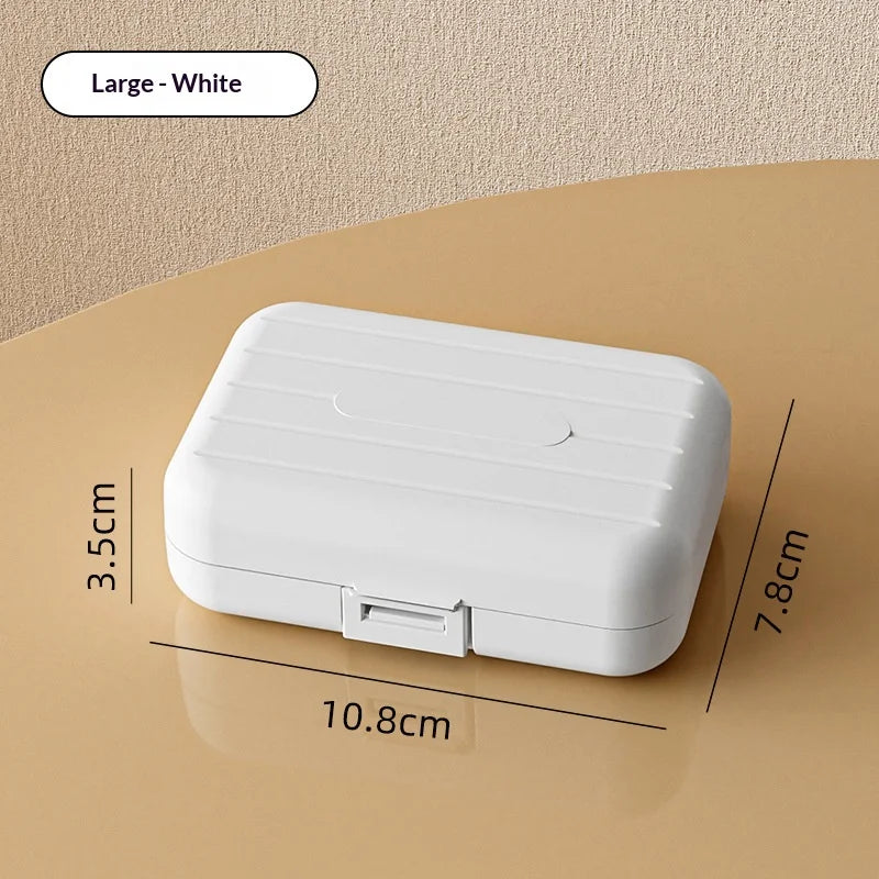 7 Grids Portable Mini Pill Box Double Sealed Medicine Storage Case Week Long Day Divided Lockable Drug Organizer Weekly Pill Box Peaceful Pleasures Health and Wellness L-White