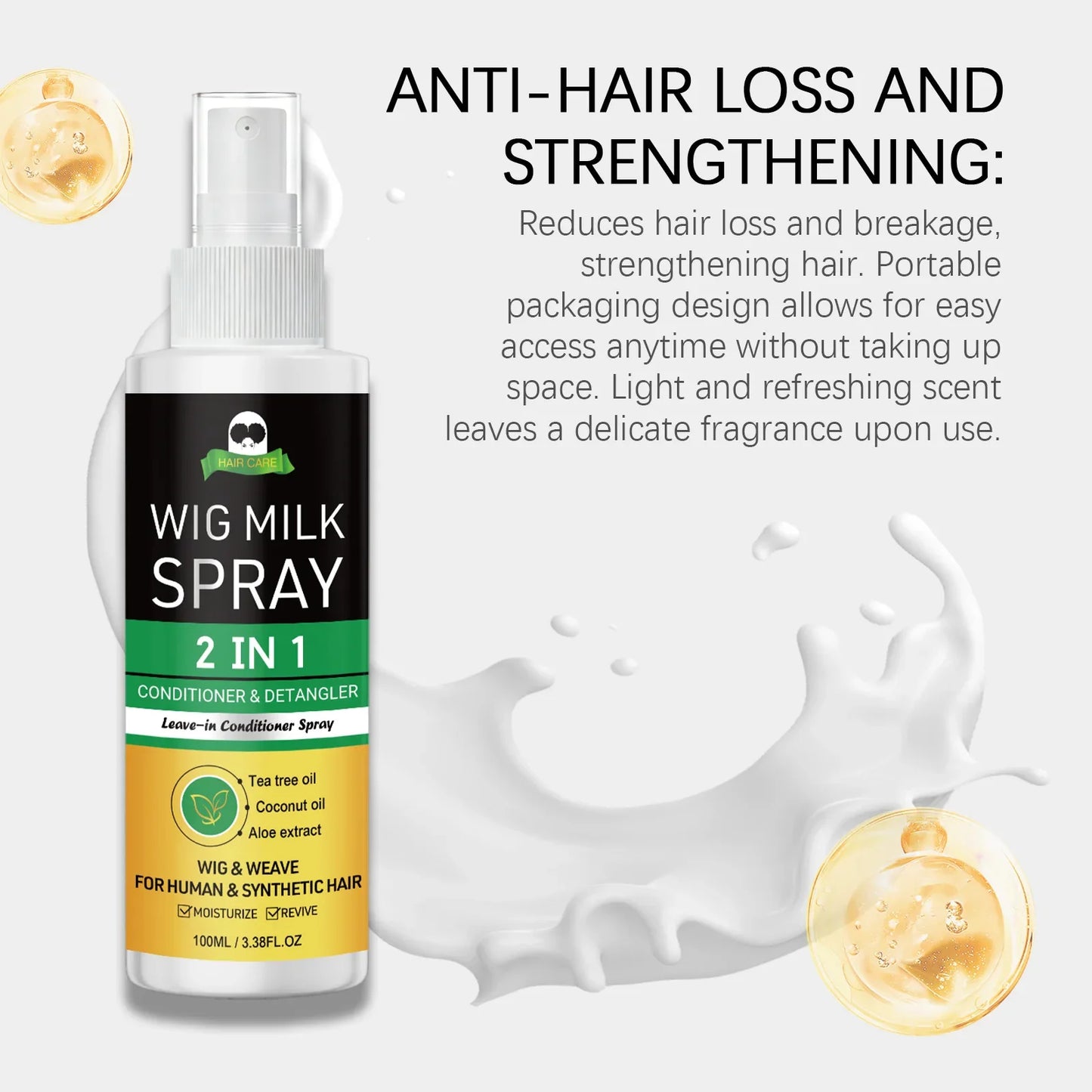 2-in-1 Wig Milk Spray – Anti-Frizz Leave-In Conditioner 100ml