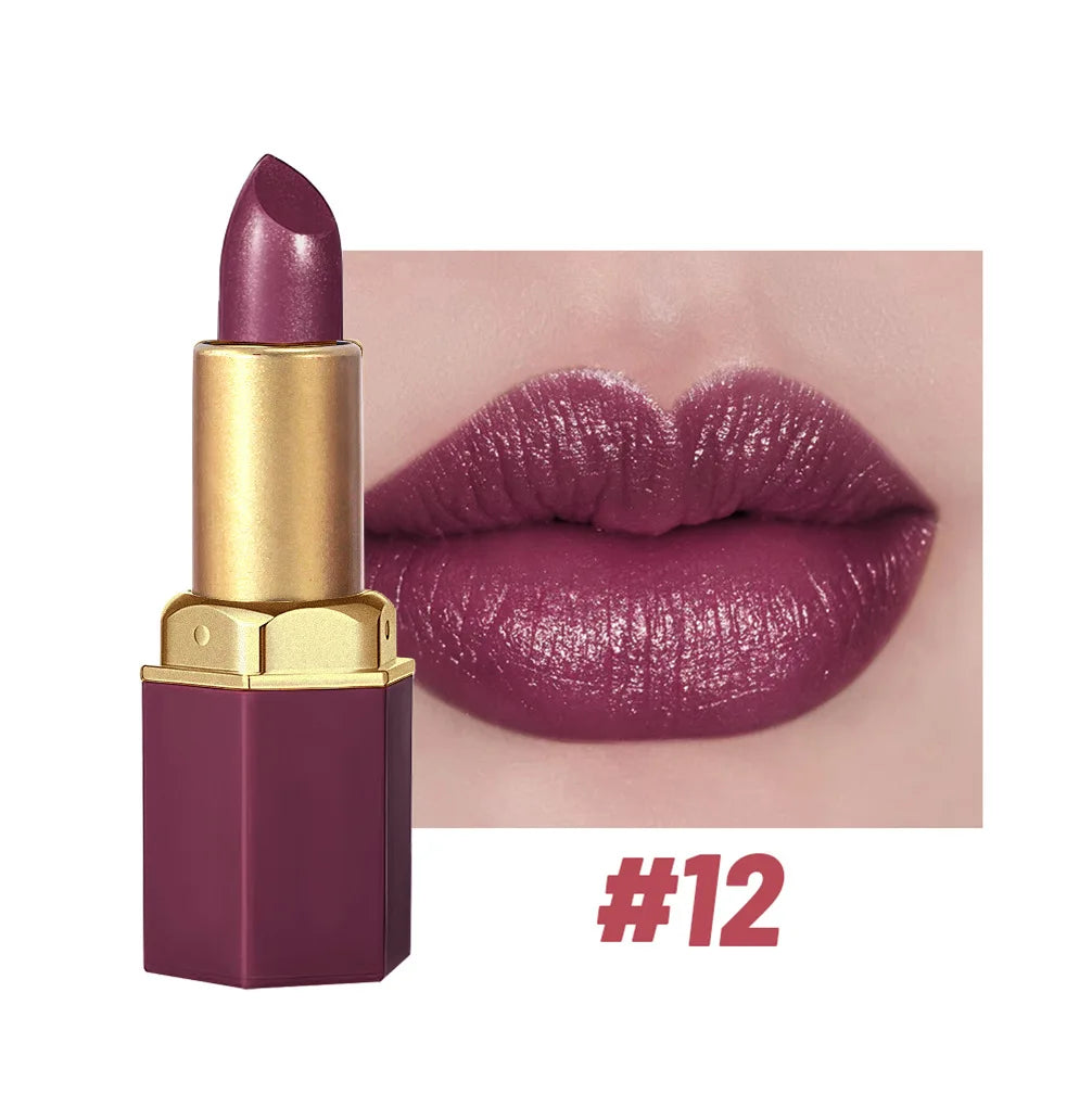 Pearlescent Pink Glitter Velvet Lipstick | Metallic Waterproof