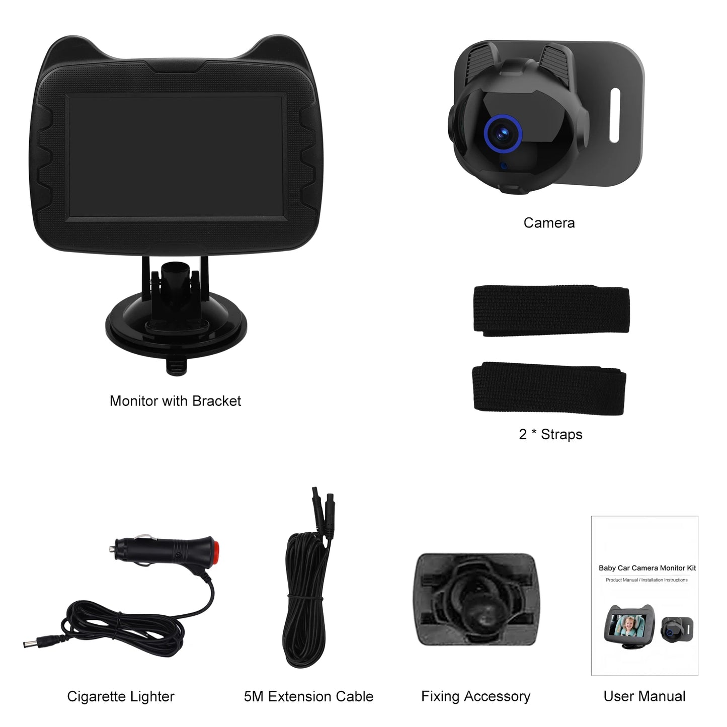 Baby Car Mirror 4 3 Night Vision Function Display 1080P Safety Seat