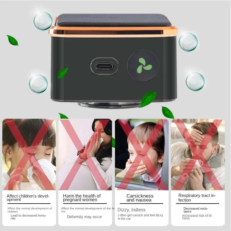Solar Powered Car Air Purifier Usb Oxygen Cleaner Negative Ion Odor Removal Second-Hand Smoke Removal Car Air Purifier Peaceful Pleasures Health and Wellness