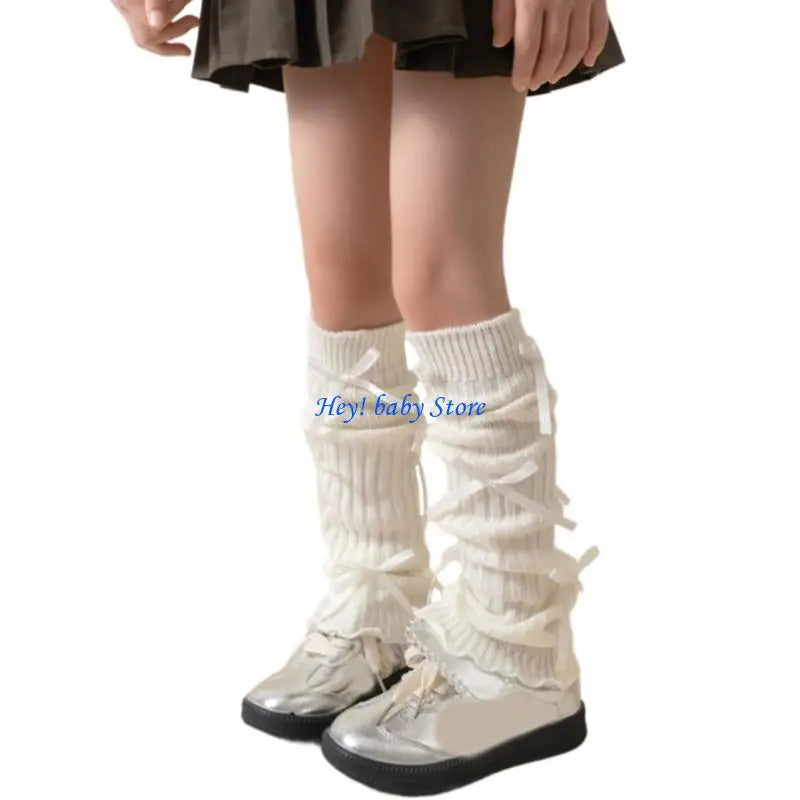 Girls 3D Bowknot Knitted Leg Warmers – Ballet Sweet Socks