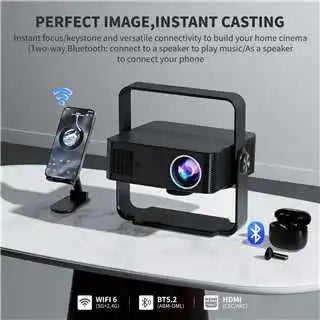 HM102 160ANSI Android 13 Smart Projector Auto Focus Native 1080P 4K Decode WiFi6 BT5.0 Portable Home Cinema Peaceful Pleasures Health and Wellness