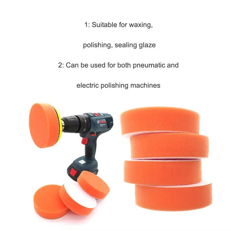 Orange Car Polishing Pads 5" & 6" Foam Buffing Waxing Kit