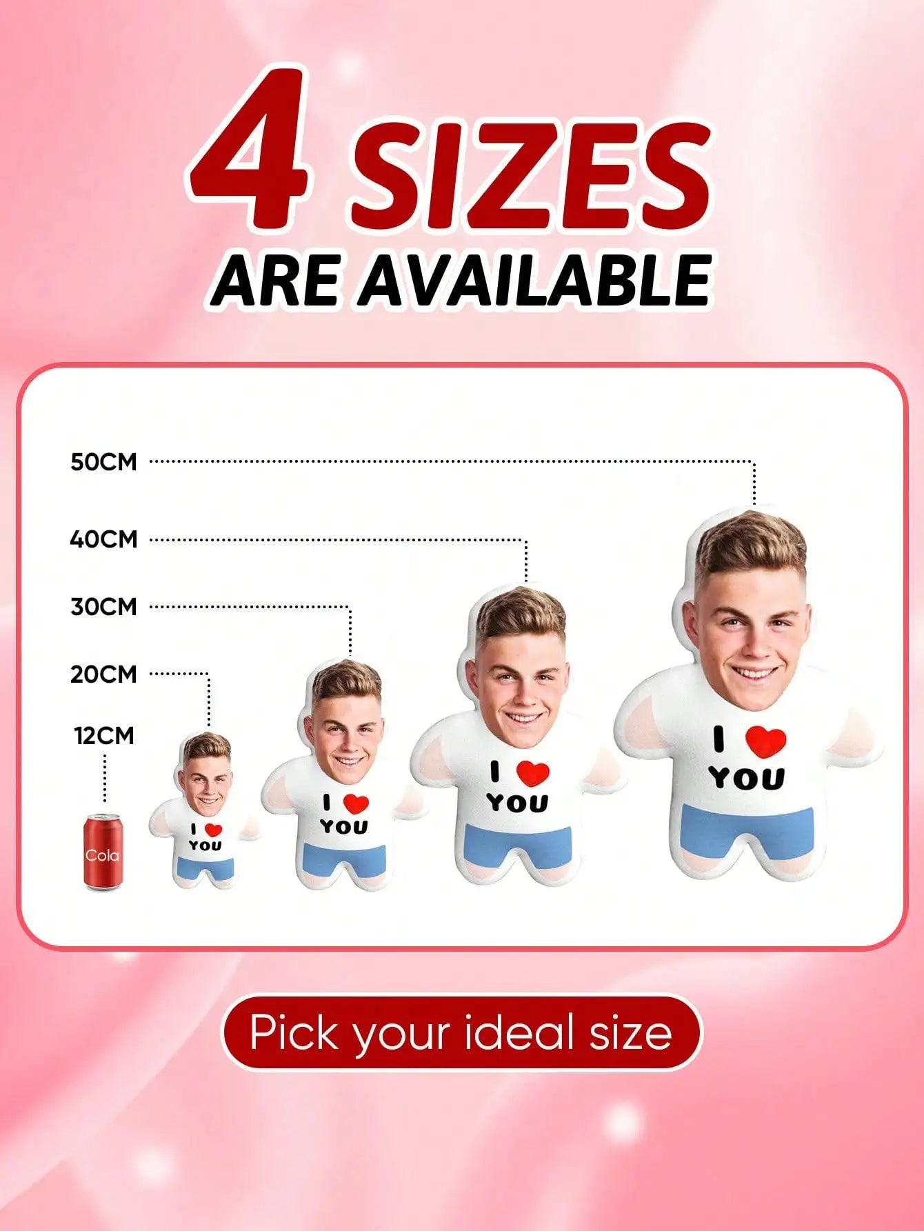 Custom Face Body Shape Pillow Personalized Photo Cushion with Face for Him Boyfriend Husband Gift Valentine Birthday Anniversary Peaceful Pleasures Health and Wellness