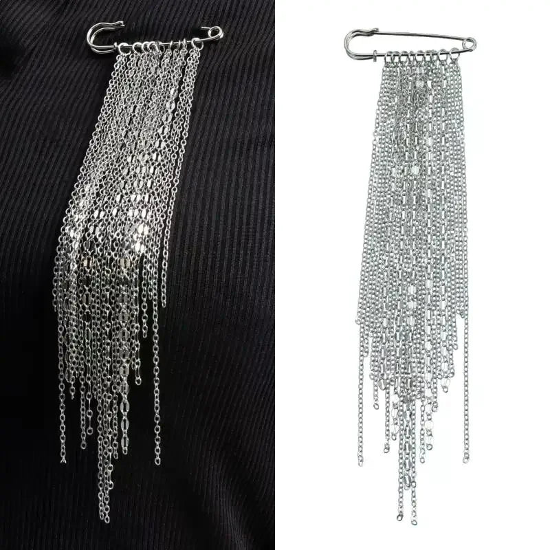 Metal Chain Tassel Pin Brooch for Women | Bold Statement