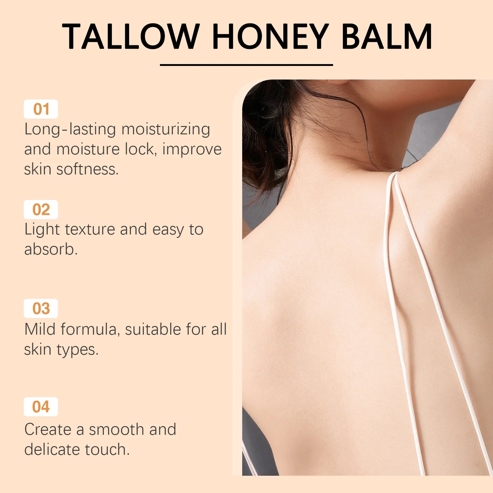 Beef Tallow Honey Cream Fade Dark Spots Remove Melanin Brightening Firming Non-Greasy Lasting Moisturizing Soothing Body Lotion Peaceful Pleasures Health and Wellness