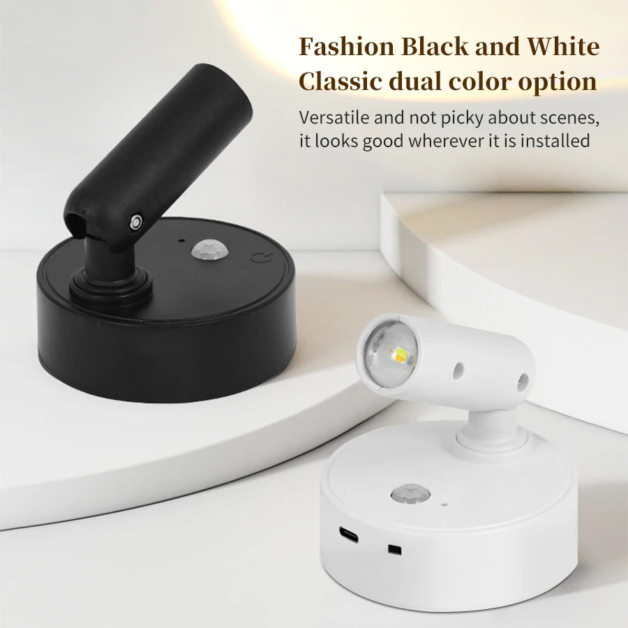 Magnetic Rotatable Spotlight Touch Dimmable 3Colors & RGB with Remote Control 500mAh USB Charging Motion Sensor LED Night Light Peaceful Pleasures Health and Wellness
