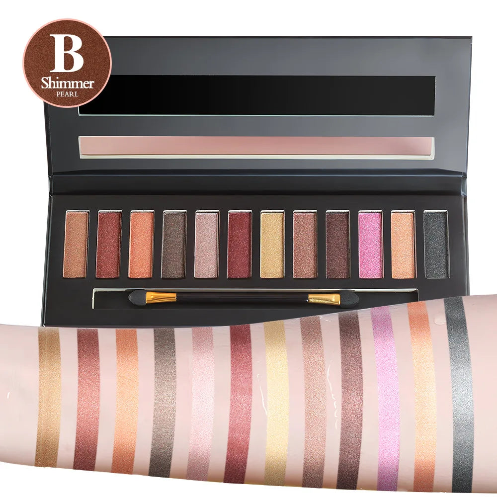 Fit Colors 12-Shade Eyeshadow Palette – Blush, Highlight & Contour