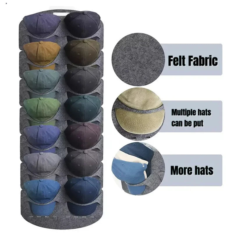 Felt Hat Storage Rack Cap Holder Wall Bag Clip Organizador Closet Baseball Peaked Travel Cap Organizer Wall Mount Hat Racks New Peaceful Pleasures Health and Wellness