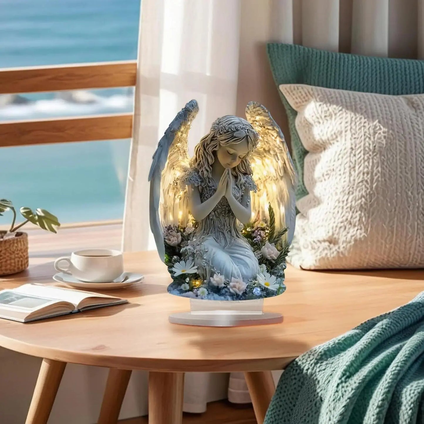 2D Prayer Angel Acrylic Tabletop Centerpiece | Spiritual Decor