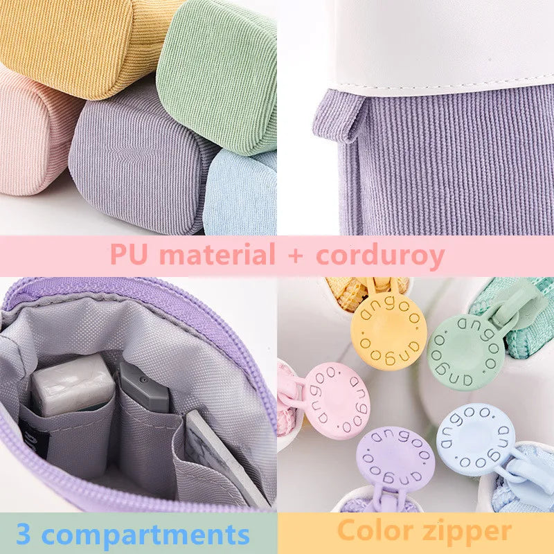 New Creative Retractable Pencil Case Kawaii DIY Printed Pen Case Large Capacity Pen Holder Office Stationery Storage Pencil Bag Peaceful Pleasures Health and Wellness