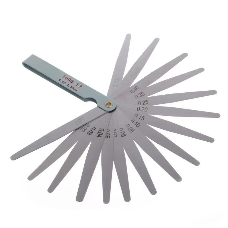 Professional 17 Blades Feeler Gauge Metric Gap Filler Feeler Gauge 0.02 To 1mm Gage Measurment Tool For Engine Valve Adjustment Peaceful Pleasures Health and Wellness 3BF029