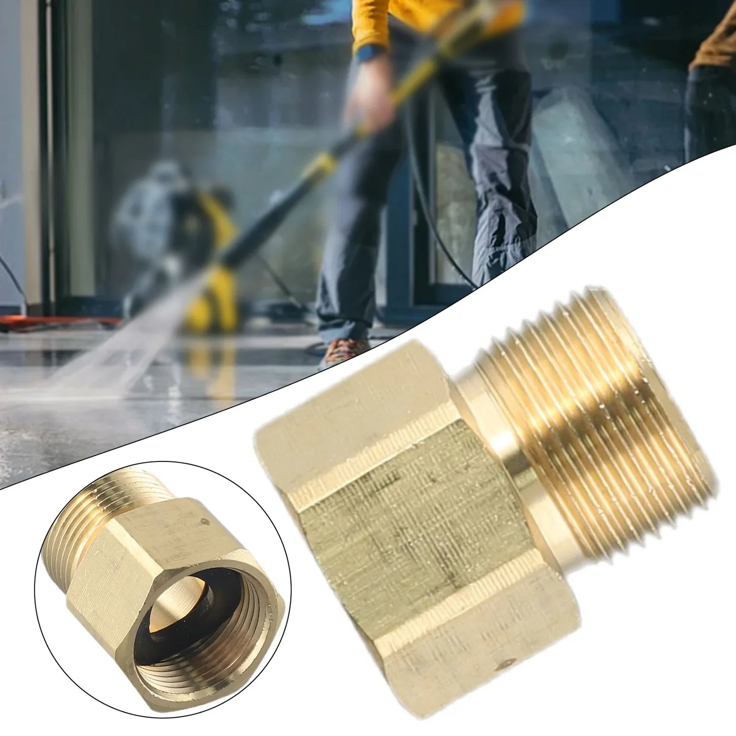 M22 15mm to 14mm Brass Pressure Washer Adapter | 4500 PSI