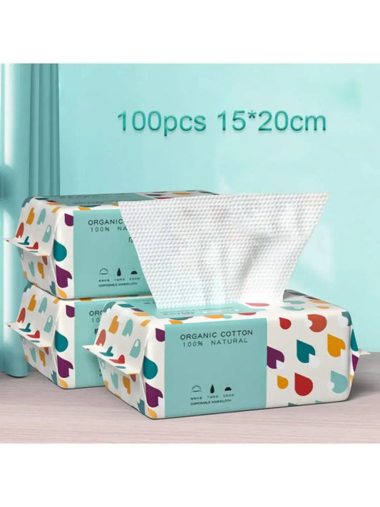 Disposable Face Towels 2-Pack 200ct | Soft Cotton Dry Wipes Disposable Face Towels Peaceful Pleasures Health and Wellness Default Title
