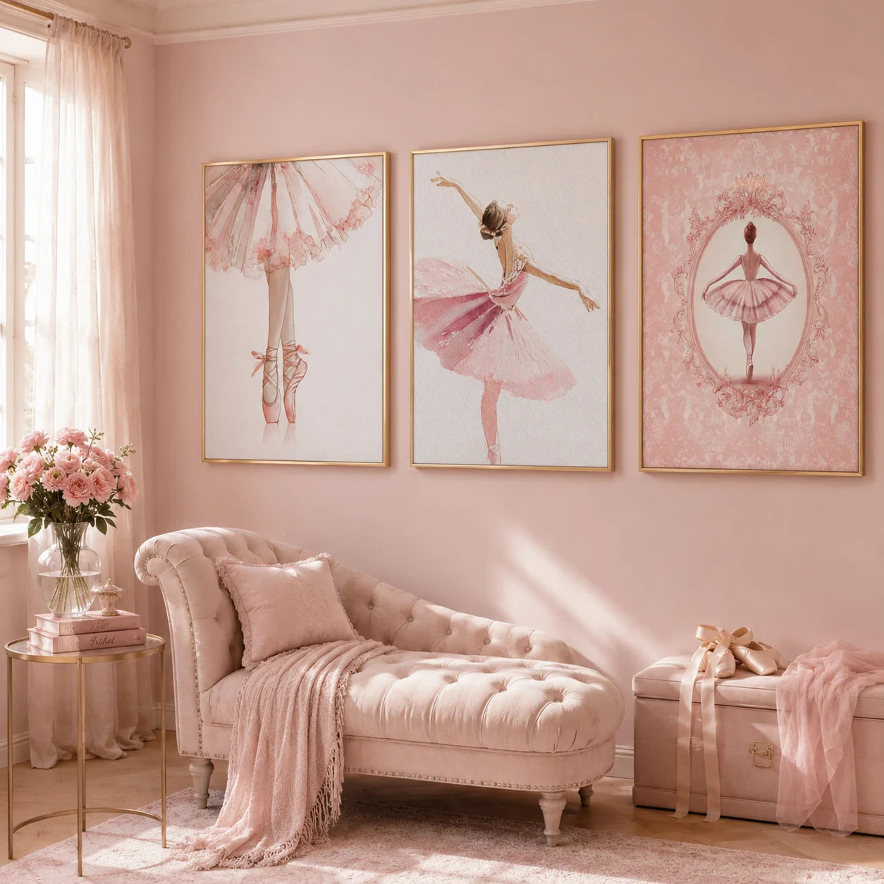 Pink Ballerina Canvas Wall Art | Nordic Ballet Dancer Poster Canvas Wall Art Peaceful Pleasures Health and Wellness