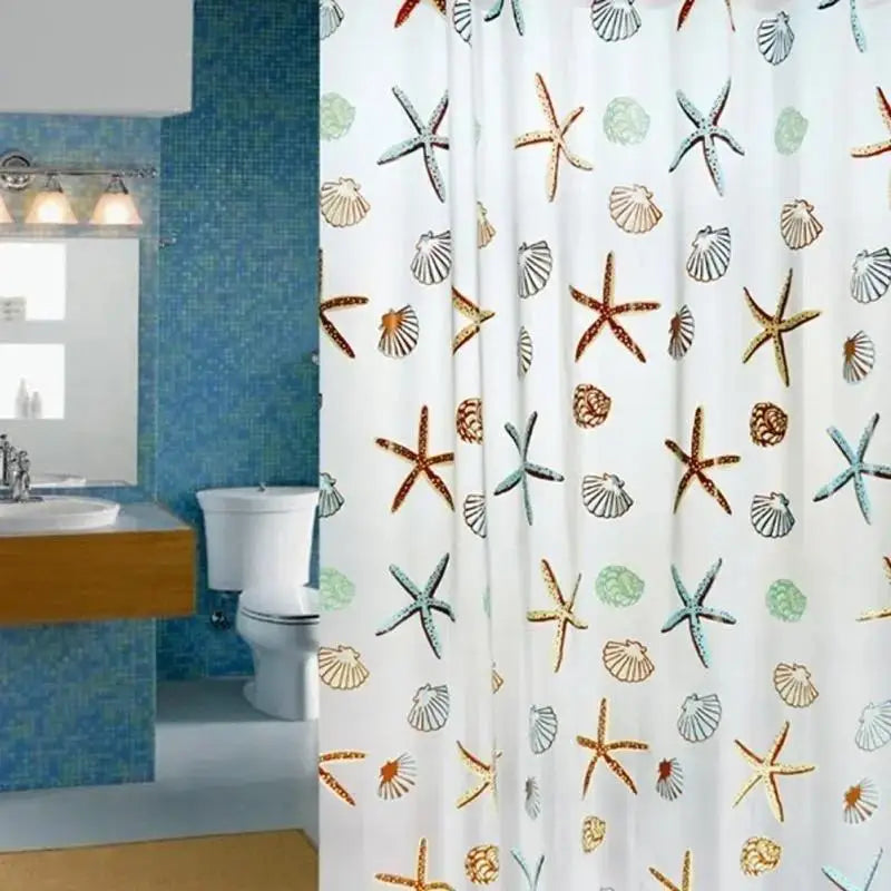 Creative Ocean Creature Bathroom Curtains Geometric Pattern