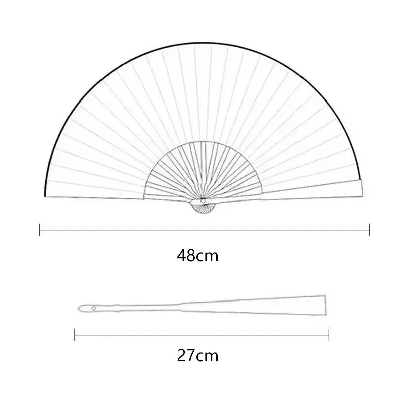 8 Inch China-Chic Fan Guofeng Folding Fan Double Sided Silk Ink Painting Chinese Fan With Tassel Antique Male Folding Fan Peaceful Pleasures Health and Wellness
