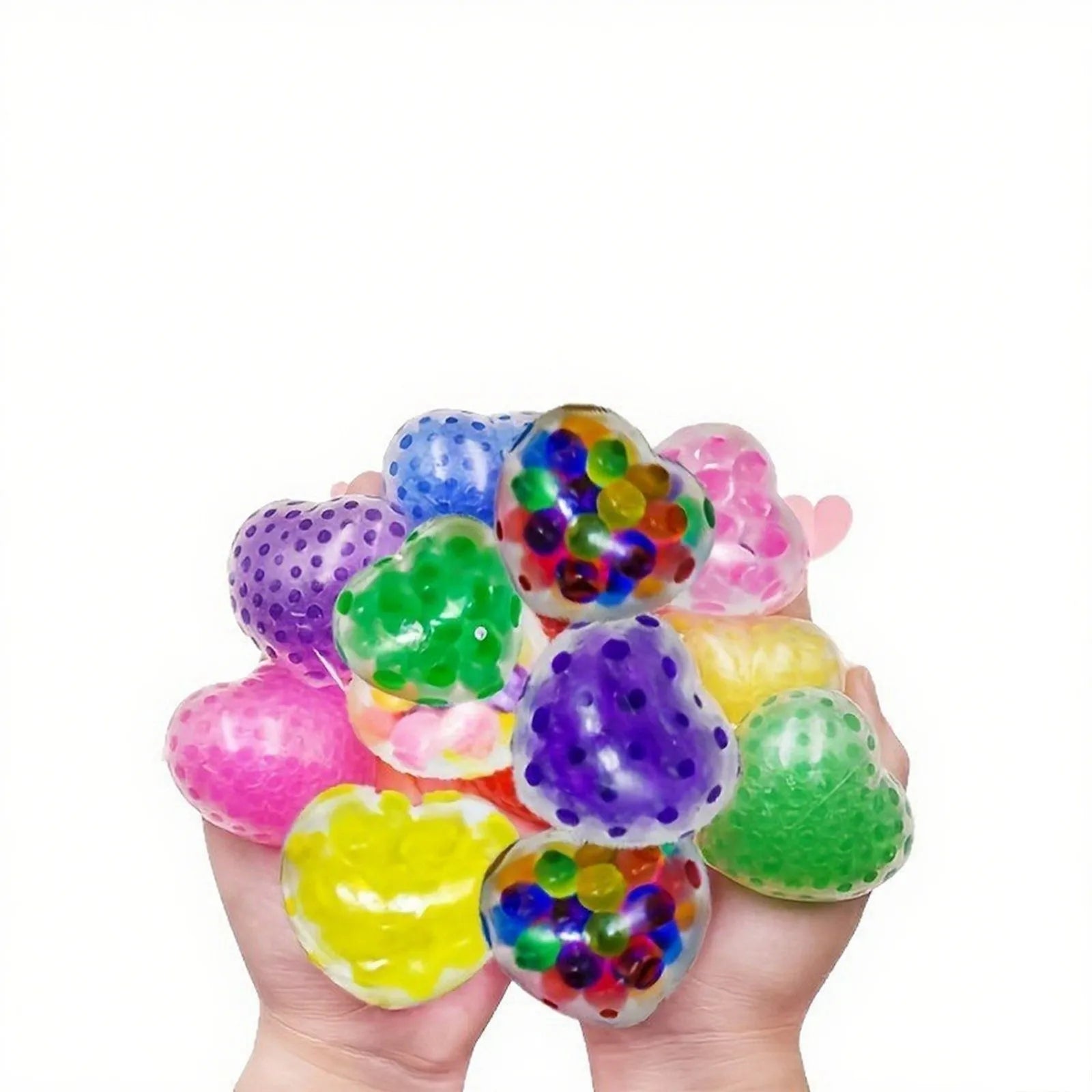 Heart Beads Squishy Love Shape Mochi Squishy Squeeze Pinch Stress Relief Toys Stress Ball Valentine's Day Lover Gift Bag Peaceful Pleasures Health and Wellness