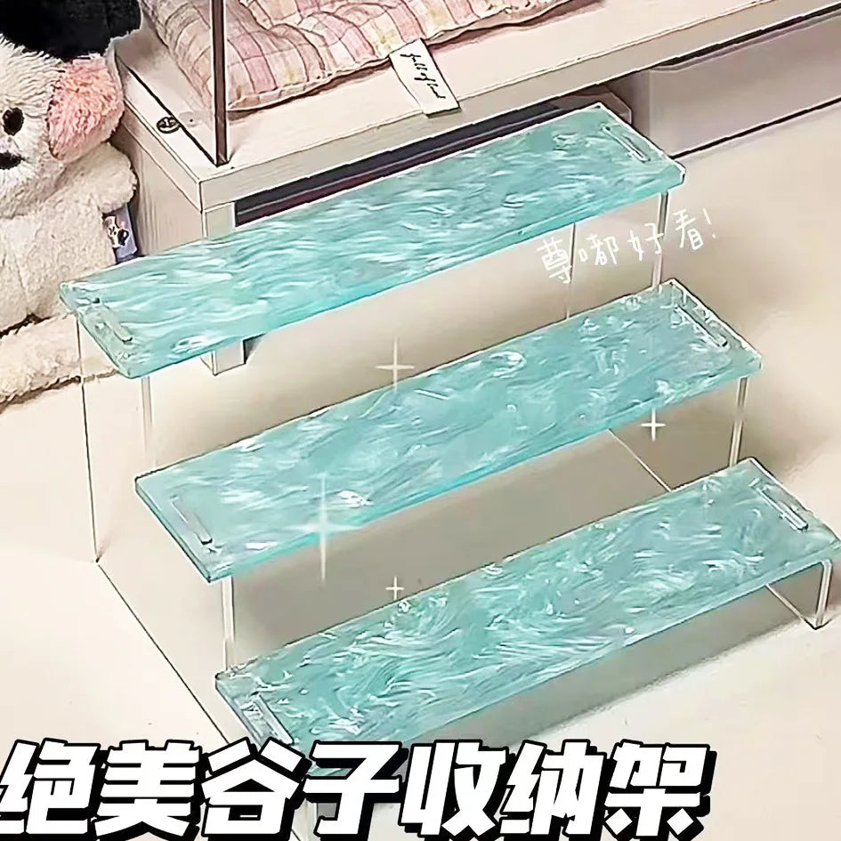 3-Tier Colorful Acrylic Ladder Display & Storage Rack