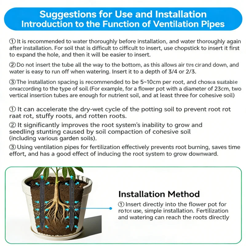 Plant Aeration Tubes for Pots | Soil Ventilation 10/20 Pcs
