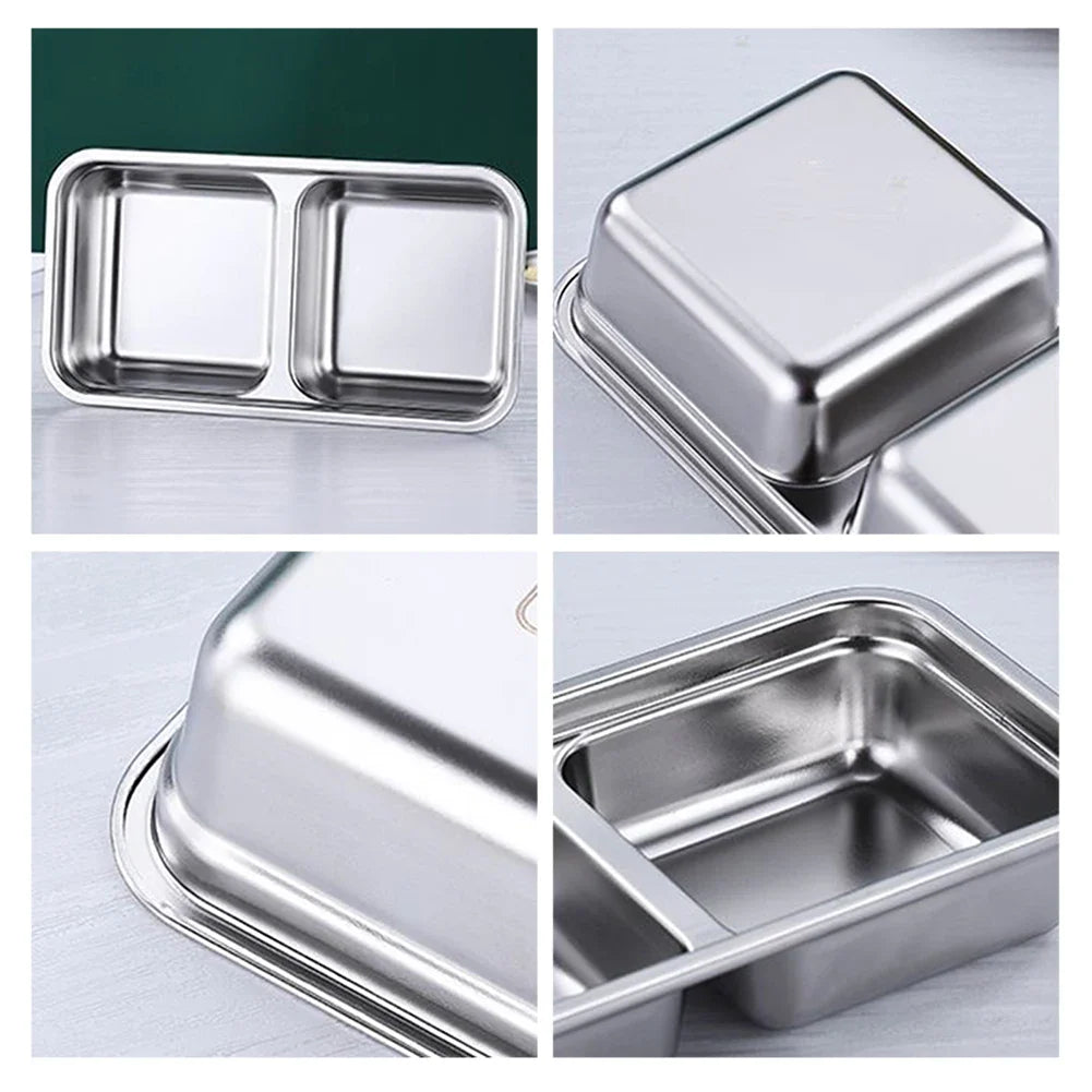 Stainless Steel Double Compartment Bento Lunch Box 1200ml