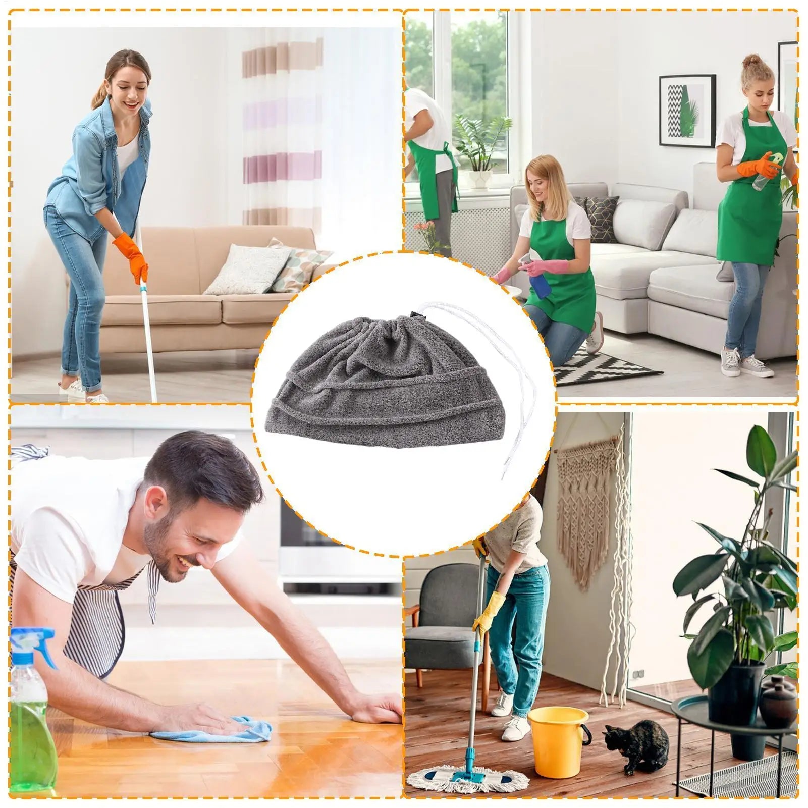 Reusable Broom Cover - Washable Microfiber Mop Covers, Tight Fit Cleaning Supplies for Kitchen, Apartment, Hotel, Dorm Room Peaceful Pleasures Health and Wellness