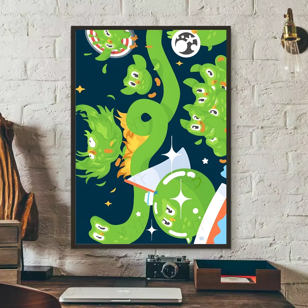 Duolingo Owl Duo 2 Poster HD art sticky wall waterproof home living room bedroom bar aesthetic decoration Peaceful Pleasures Health and Wellness z14 40X50cmNoframe