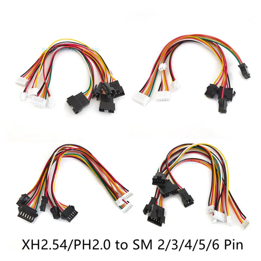 5PCS SM 2.54mm XH/PH2.0 Plug/Socket 2P/3P/4P/5P/6P Conversion Cable 20cm 26AWG SM2.54 Extension Cable Peaceful Pleasures Health and Wellness