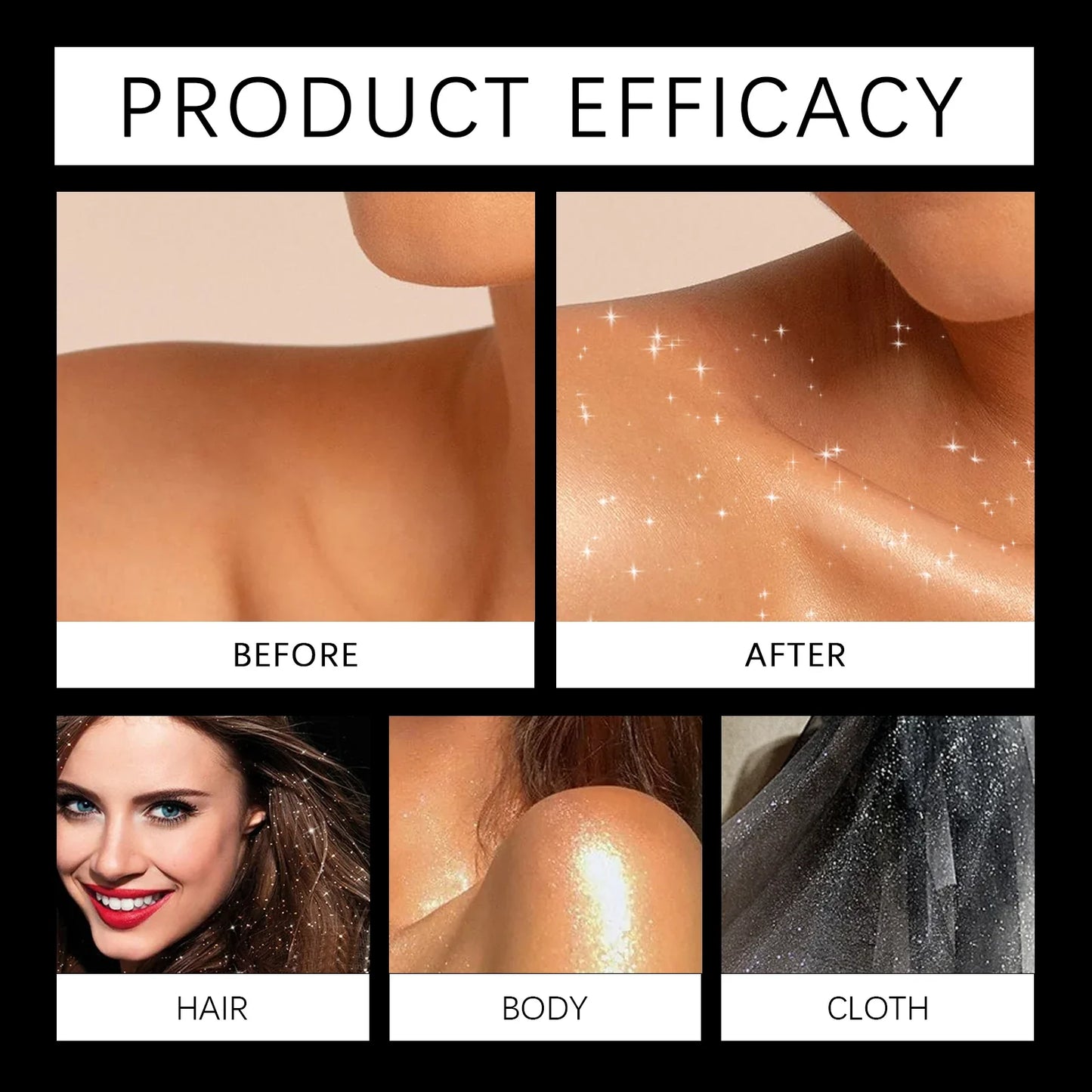 Eelhope Body & Face Glitter Spray – Shimmer Highlighter 100ml