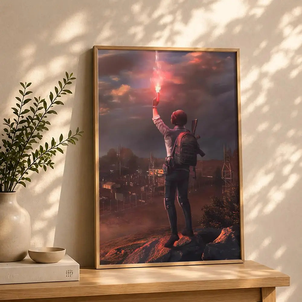 PUBG Battlegrounds HD Wall Poster – Self-Adhesive Waterproof Gaming Wall Poster Peaceful Pleasures Health and Wellness White10 50X70cmNoframe
