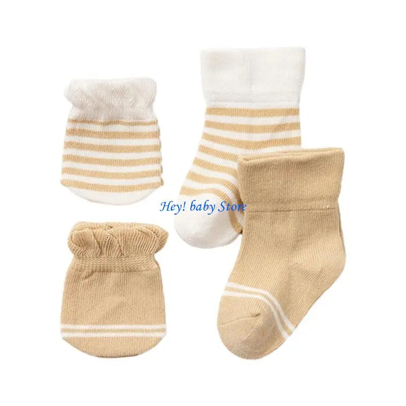 Newborn Baby Mittens & Socks 4-Pack | Soft Cotton 0–12 Mo