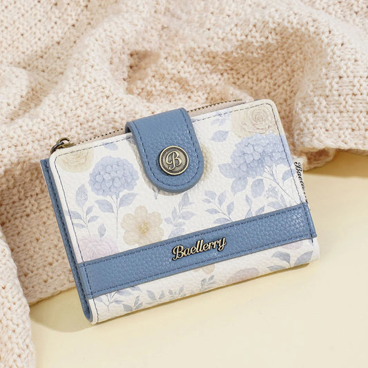 Women's Short Wallet with Multiple Card Slots Korean Style PU Leather Handheld Purse for Daily Use Peaceful Pleasures Health and Wellness