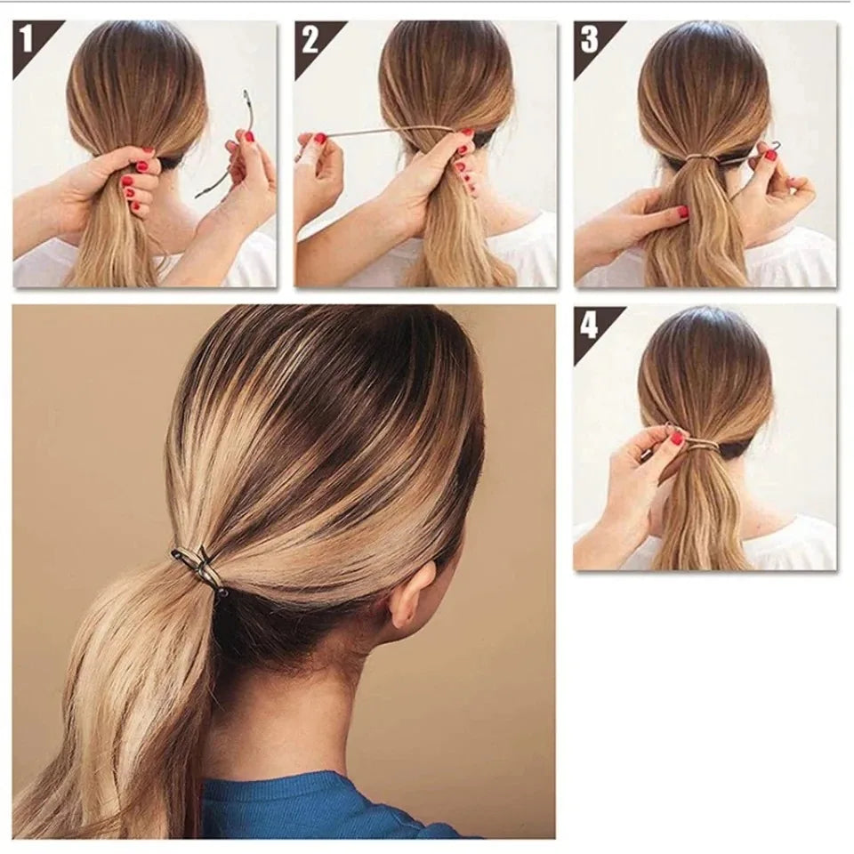 5-Pack Elastic Bow Hair Bands with Hooks – Ponytail Holders