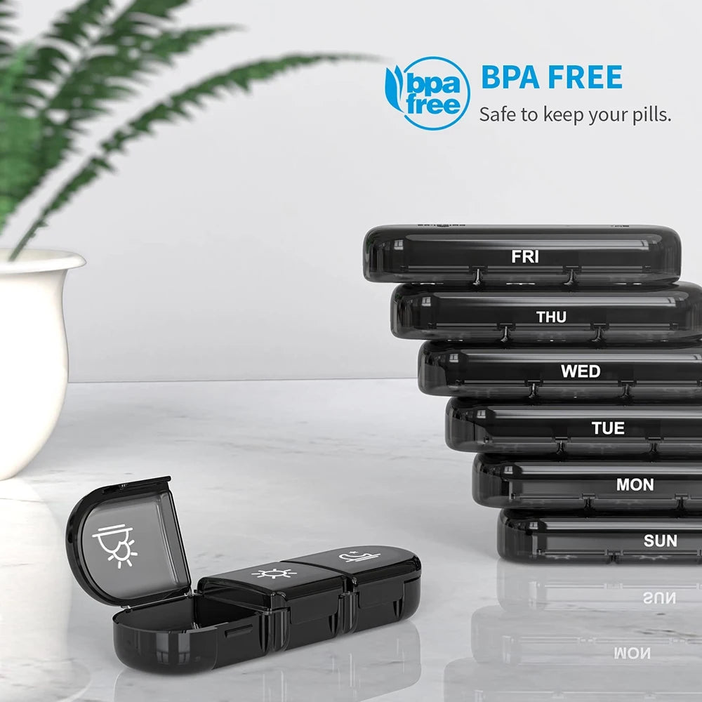 Weekly Pill Organizers 21 Grids 3 Times A Day Moisture-Proof Pill Box With PU Leather Case For Store Vitamin Medicine Fish Oils Peaceful Pleasures Health and Wellness
