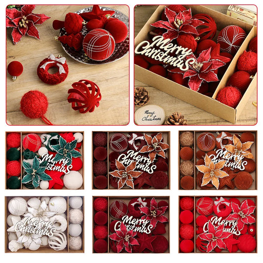 38-Piece Velvet Christmas Ball Ornaments – Mixed Color Set Christmas Ball Ornaments Peaceful Pleasures Health and Wellness