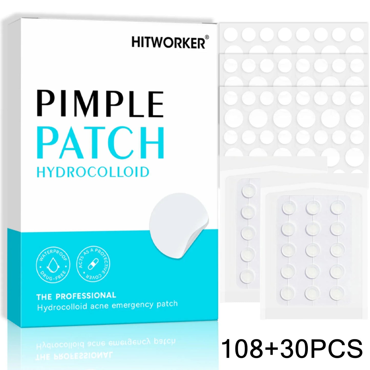 138-Pack Invisible Hydrocolloid Acne Patches – All Skin Types