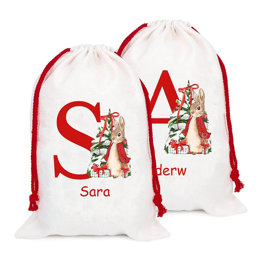 Personalised Kids Christmas Santa Sack | Custom Name Stocking Bag Christmas Gift Sack Peaceful Pleasures Health and Wellness custom name Initial message us the name 30x40cm