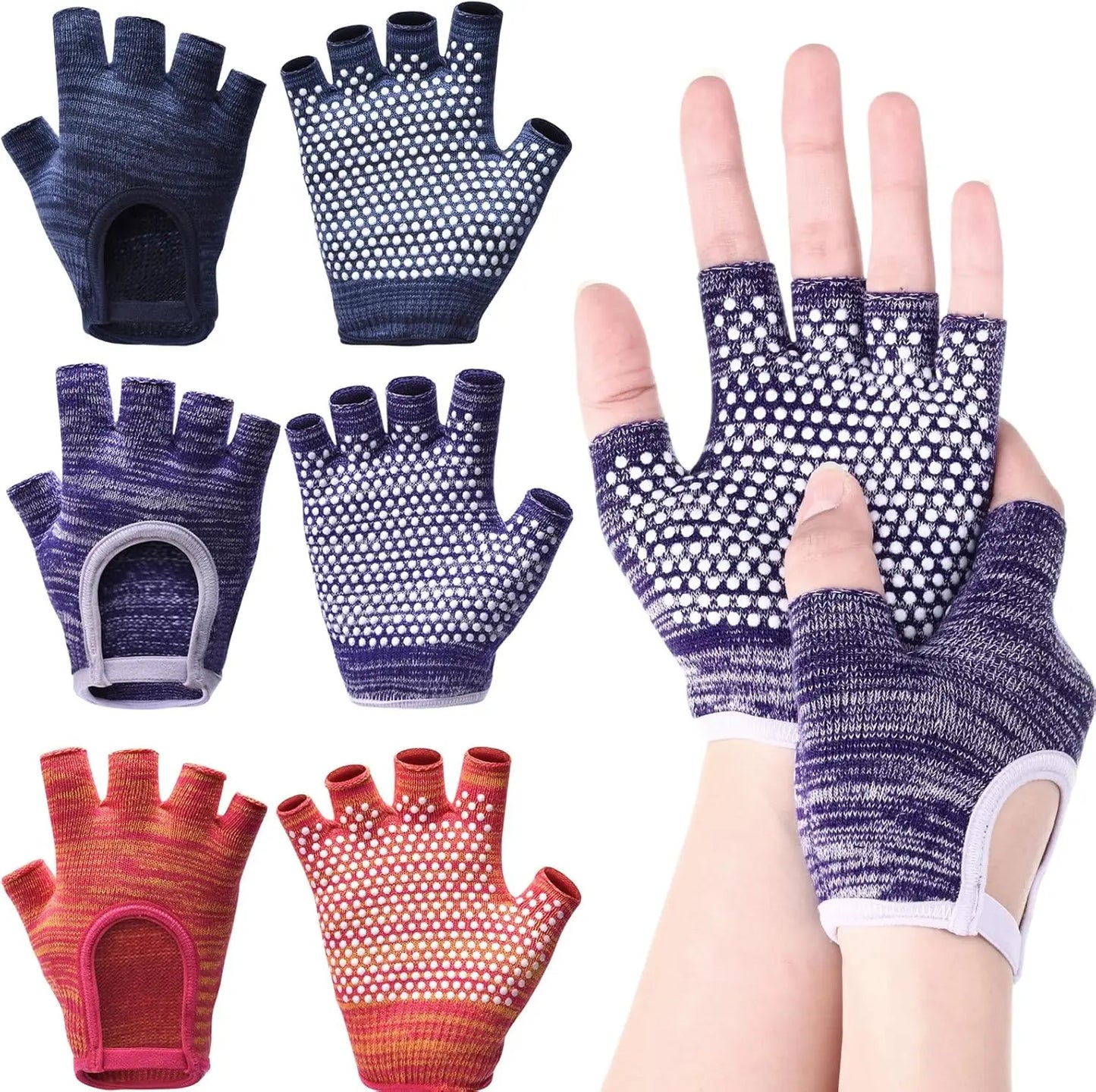 Non Slip Yoga Gloves for Women Fingerless Pilates Gloves for Gym Exercise Fitness Workout,Yoga gloves Peaceful Pleasures Health and Wellness 3 Pairs-C one size fits all