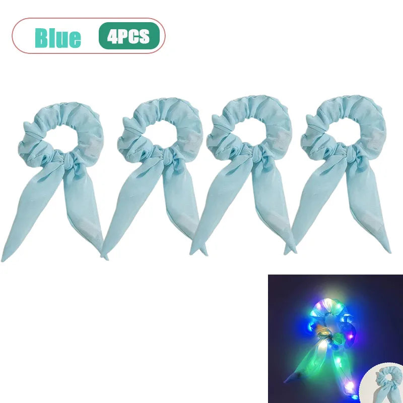 LED Light-Up Bow Scrunchie | Glowing Hair Tie for Parties