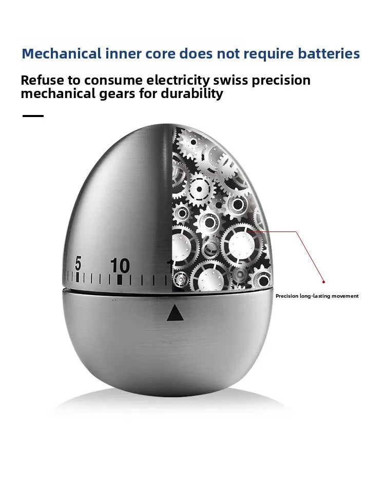 Creative Egg Shaped Mechanical Timer 60 Minute Loud Alarm Kitchen Tool Perfect for Baking Cooking and Student Study Reminder Peaceful Pleasures Health and Wellness