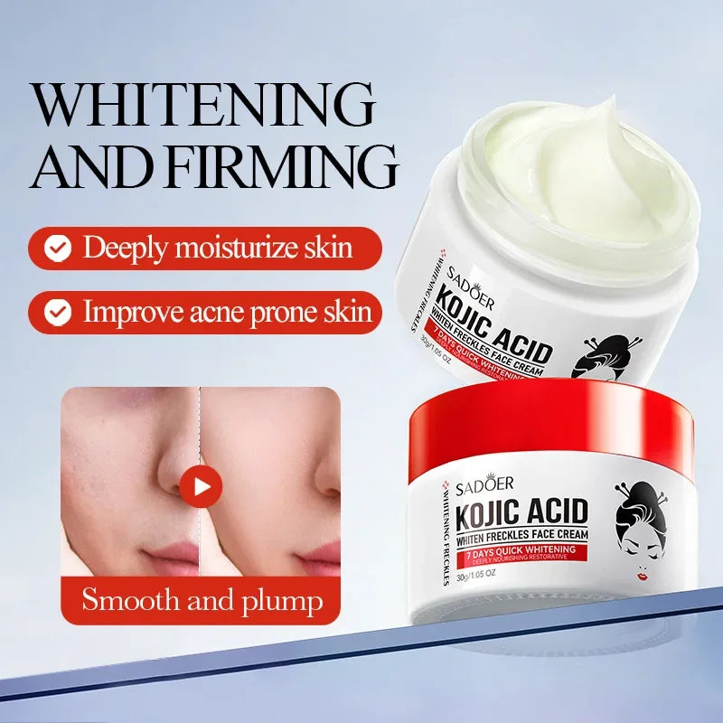 1/2/4pcs SADOER Kojic Acid Face Cream Moisturizing Freckle Removing Creams Brightening Hydrating Facial Cream Skin Care Products Peaceful Pleasures Health and Wellness