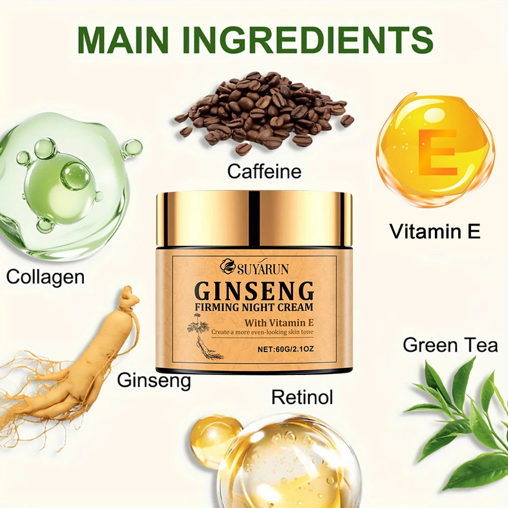 Ginseng Firming Night Cream Moisturizing Nutritious Anti-Aging Skin Care Product for Evening Use. Peaceful Pleasures Health and Wellness