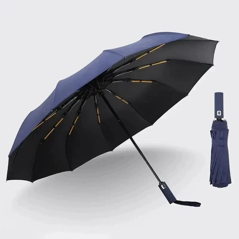 12-Rib Auto Folding Umbrella – UV Blocking & Windproof