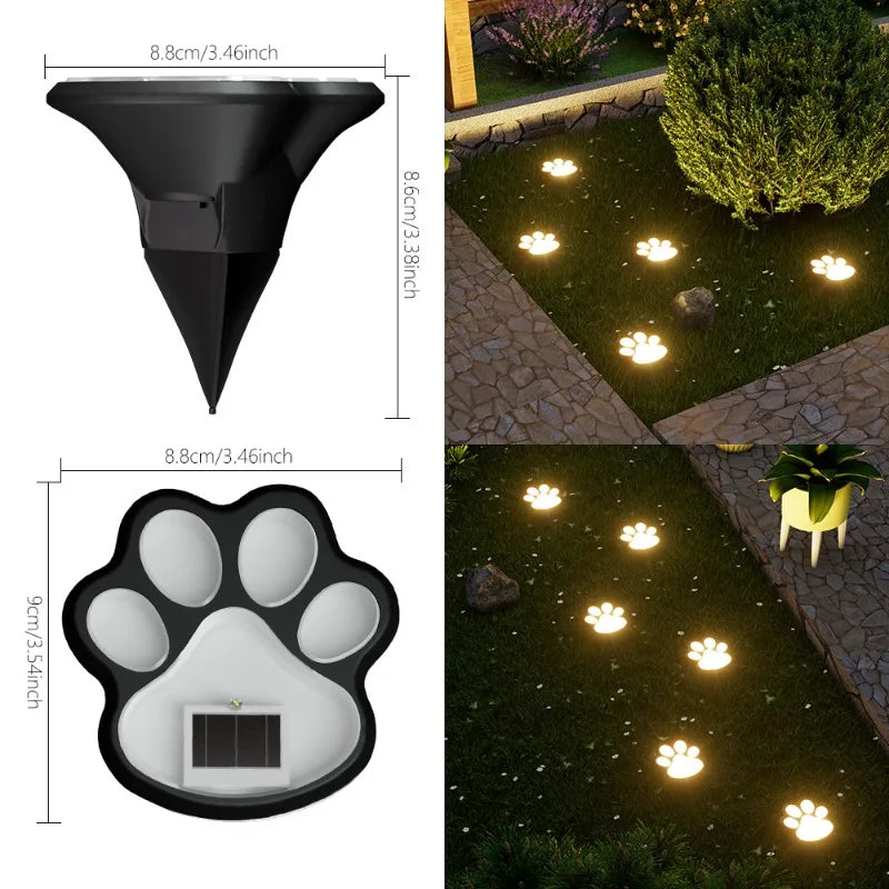 Solar Dog Paw Print LED Garden Ground Light | Outdoor Decor Solar Garden Light Peaceful Pleasures Health and Wellness YELLOW