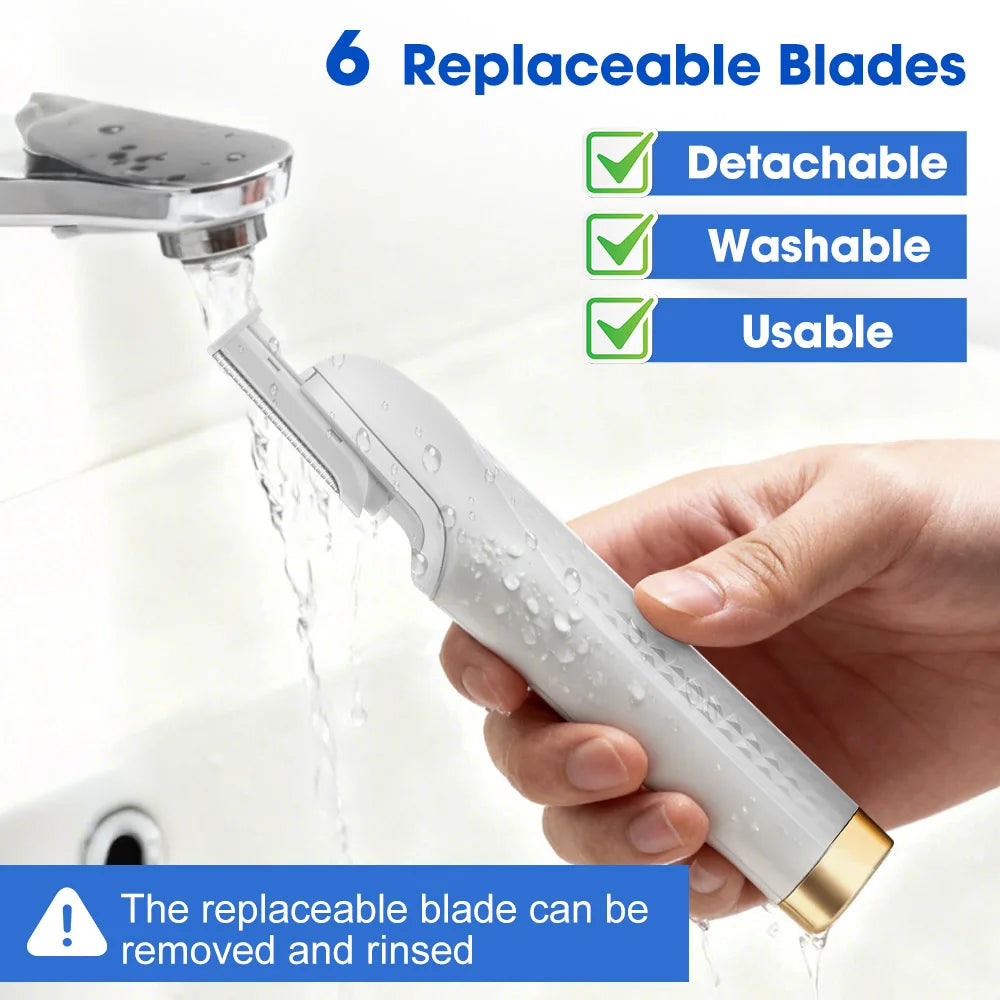 Electric Sonic Dermaplaning Razor for Women's Rechargeable Eyebrow Trimmer with 6 Replaceable Blades Facial Hair & Fuzz Shaver Peaceful Pleasures Health and Wellness