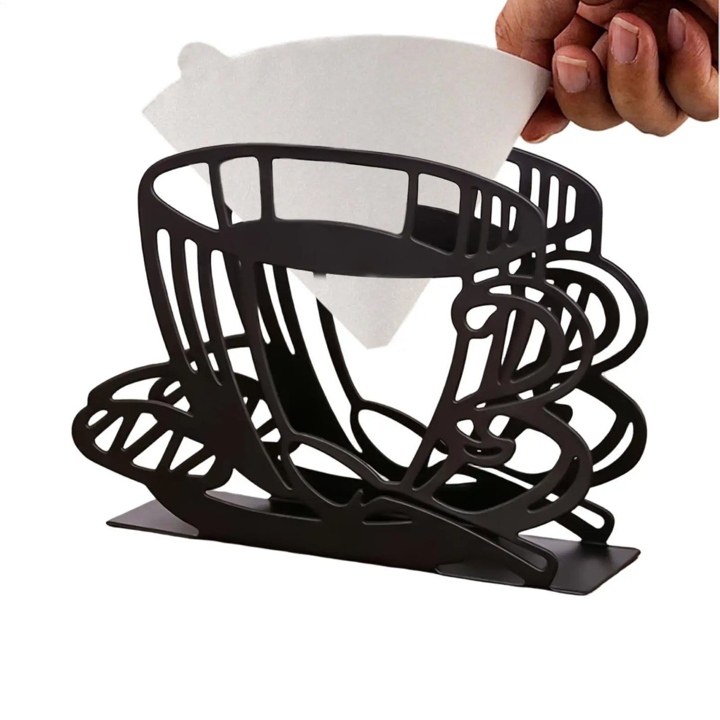 Retro Iron Coffee Filter Holder | Tabletop Organizer for Café