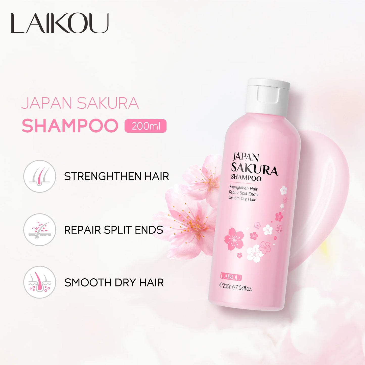 LAIKOU Sakura Shampoo Hair Conditioner Moisturizing Nourishing Repair Damaged Anti Dandruff Oil Control Shampoos Cleansing Care Peaceful Pleasures Health and Wellness