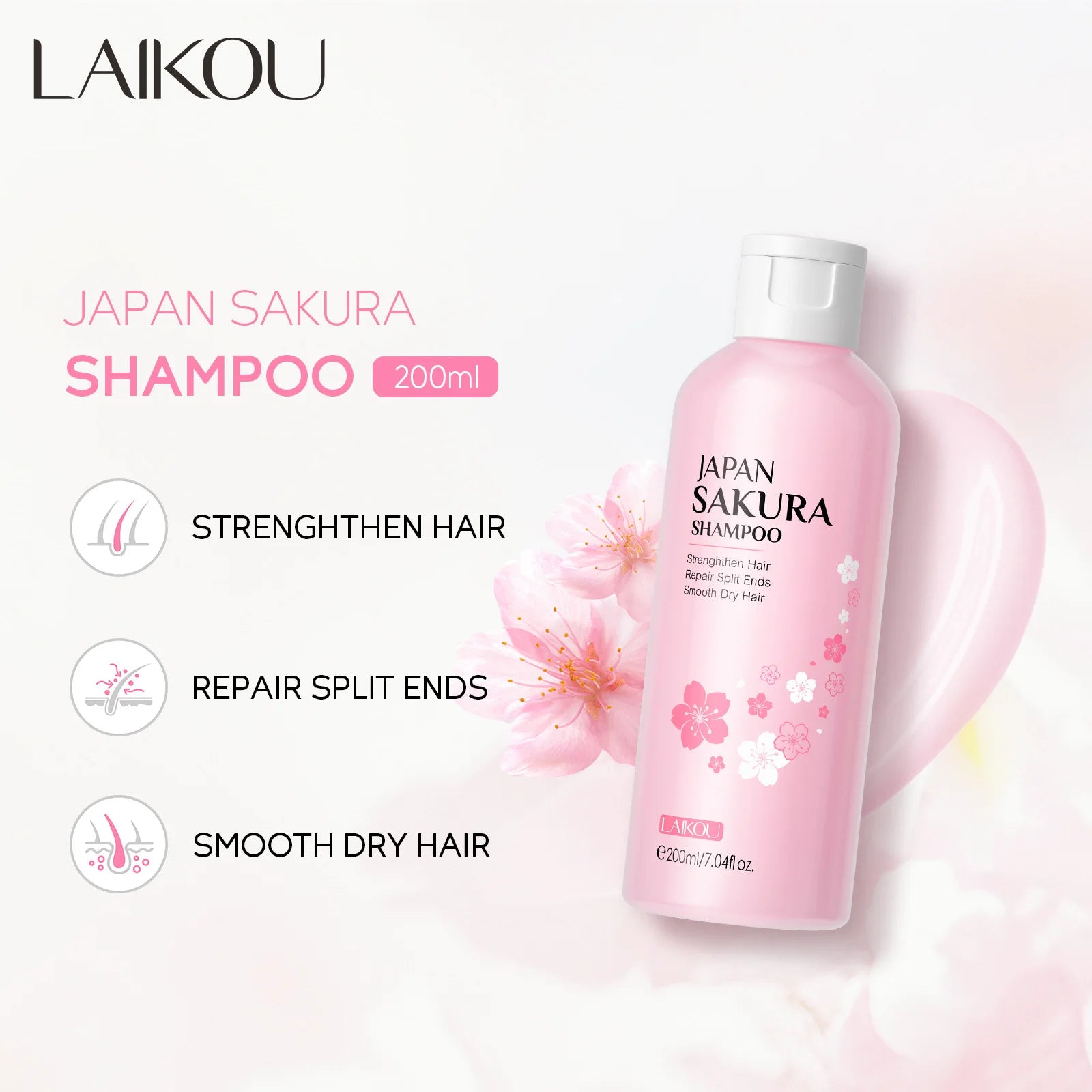 LAIKOU Sakura Shampoo Hair Conditioner Moisturizing Nourishing Repair Damaged Anti Dandruff Oil Control Shampoos Cleansing Care Peaceful Pleasures Health and Wellness